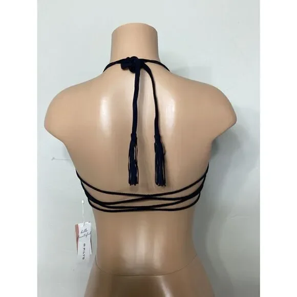 New. Pilyq black braided bikini set. D-cup/M-bottom